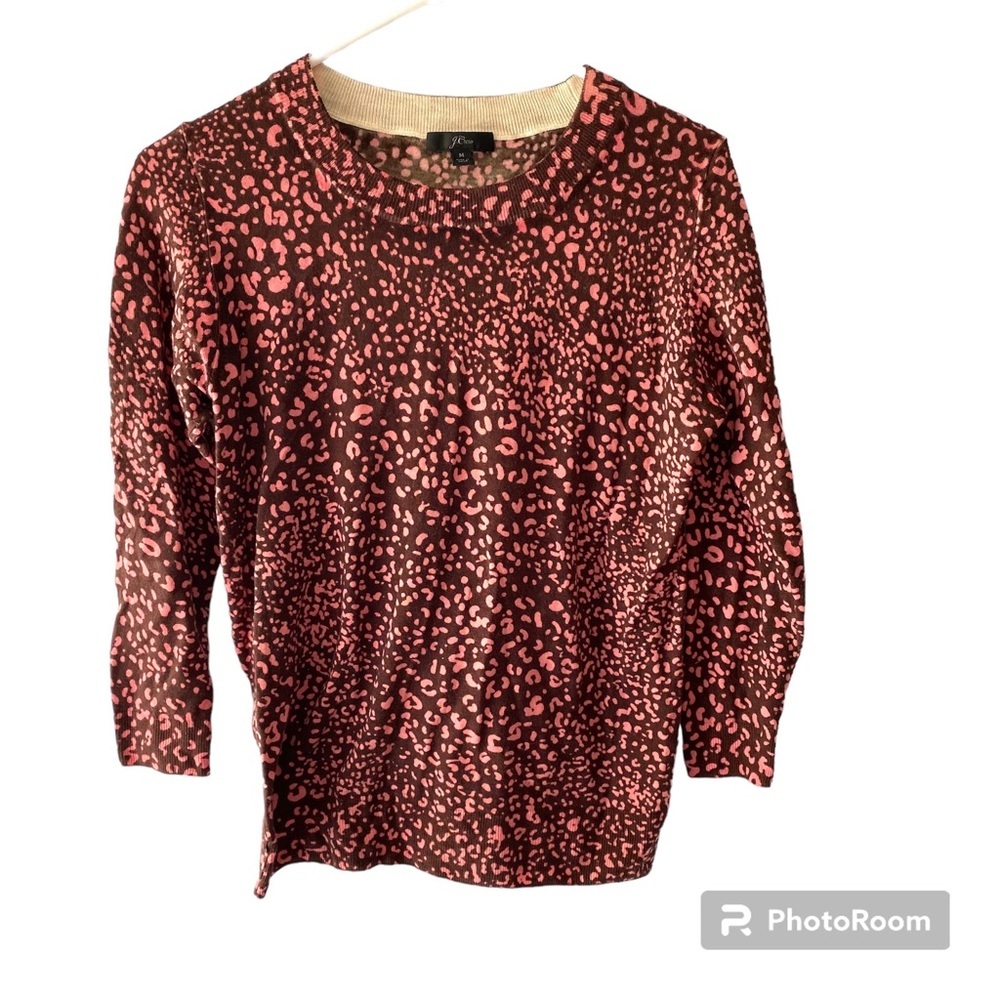 J. Crew sweater pink animal print SZ M. NWOT